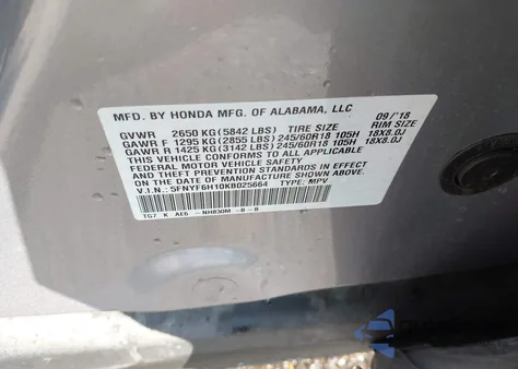 2019 Honda Pilot Lx from USA, damaged, VIN 5FNYF6H10KB025664